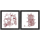 Mandala Themed Travel Printed Set of 2 Poster Frames